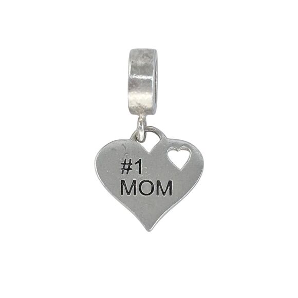Vintage Thai IBB Sterling Silver 925 #1 Mom Heart Charm Pendant - Picture 2 of 8